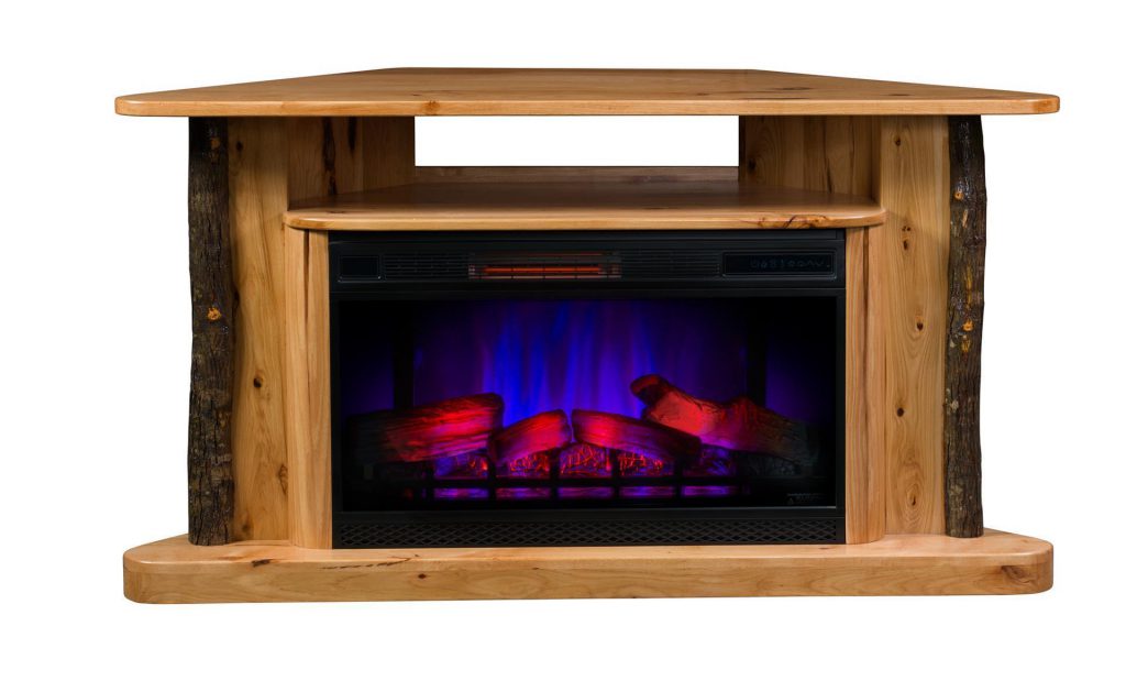 Amish Classic Corner TV Stand LED Electric Fireplace