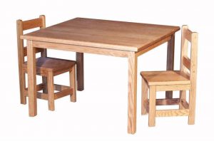 Amish Oak Wood Kids Table and Chair Set