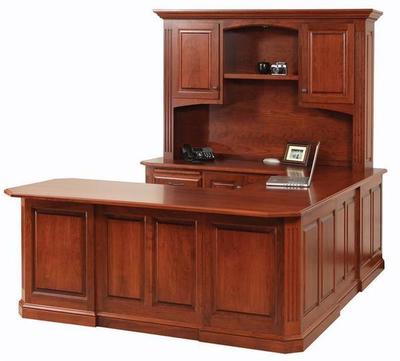 Amish Buckingham U Shaped Desk with Optional Hutch Top