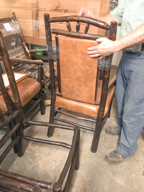 Hand-stretched and tacked premium top-grain leather seat and backing on this twig chair