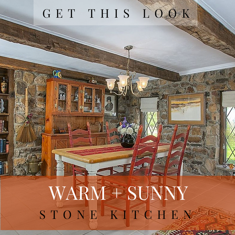 get this look: light + sunny stone eat-in kitchen