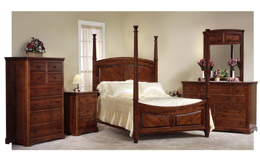 Bedroom Set With 4 Poster Bed, Wooden Poster Bed Sets