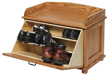 Amish Oak Wood Chest with Shoe Storage