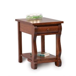 Amish Old Classic Sleigh Open End Table with Drawer