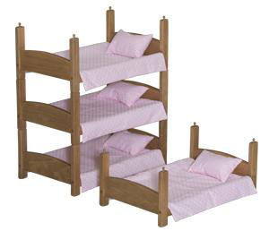 Wooden Four Stacking Doll Beds