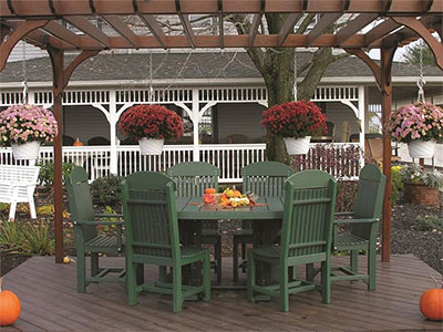  Amish LuxCraft Poly Wood Captain Chair Oval Dining Set