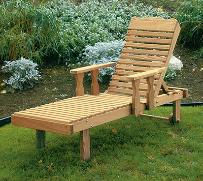 Amish Pine Wood Chaise Lounge with Adjustable Back