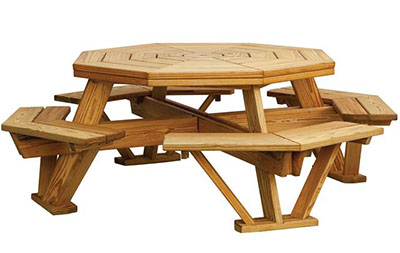 Amish Pine Octagon Picnic Table with Benches