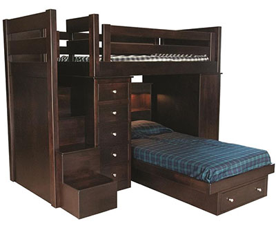 Amish Deluxe Bunk Bed with Storage