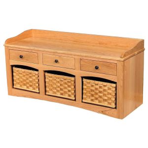 Amish Storage Bench with Baskets and Drawers