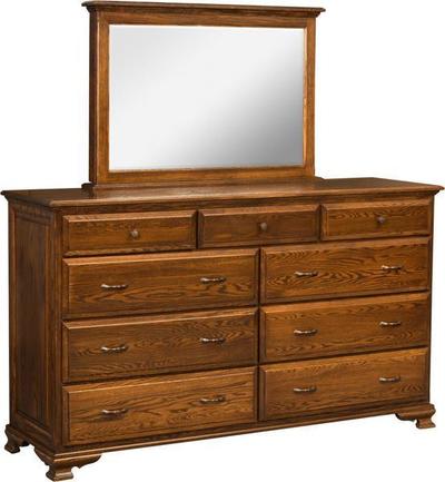 Amish Americana 9-Drawer Dresser with Optional Mirror