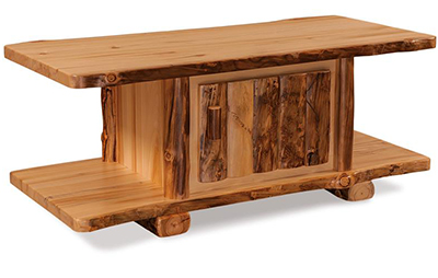 Amish Pine Log Coffee Table with Door