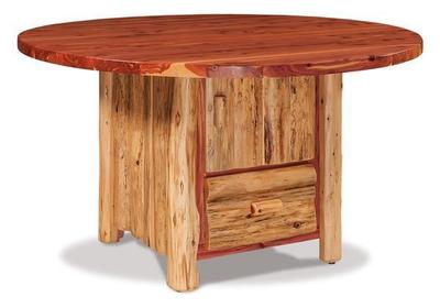 Amish Red Cedar 54" Round Dining Table with Cabinet