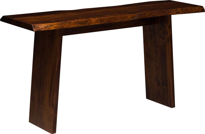 live edge sofa table with wood angled base