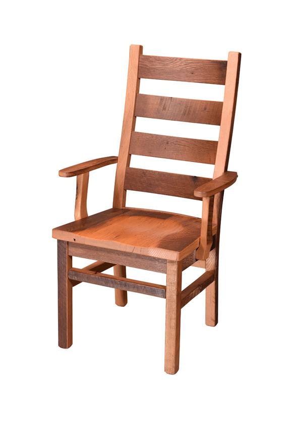 amish reclaimed wood ladderback chair with arms