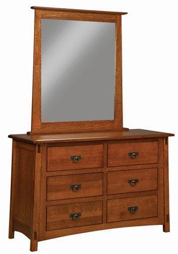 Amish San Marino Six Drawer Dresser with Mirror