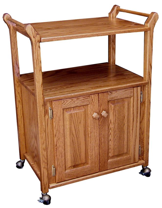 Amish Hardwood Utility Cart with Adjustable Shelf