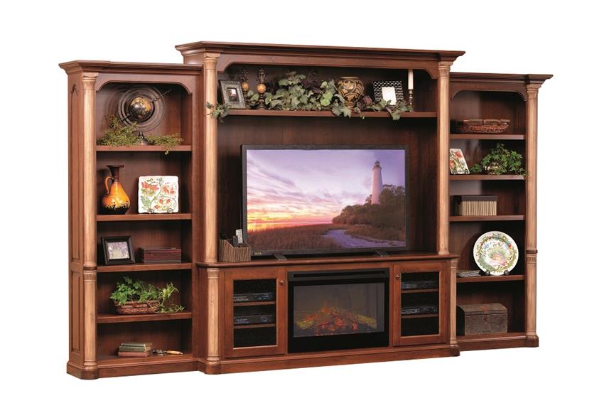 Amish Jefferson Premier Entertainment Center with Electric Fireplace