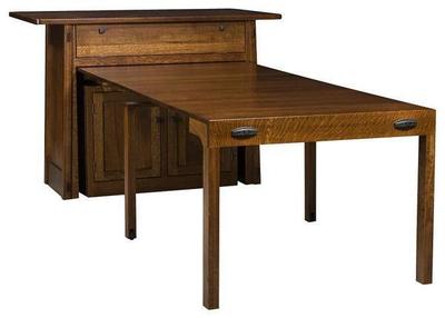 Amish Carrborro Mission Kitchen Island with Extending Table