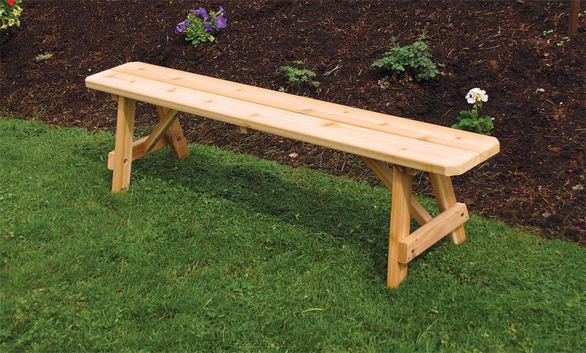 Amish Cedar Wood Traditional Backless Outdoor Bench