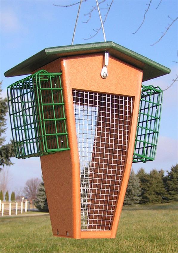 Amish Poly Split Peanut Bird Feeder with Suet Cages