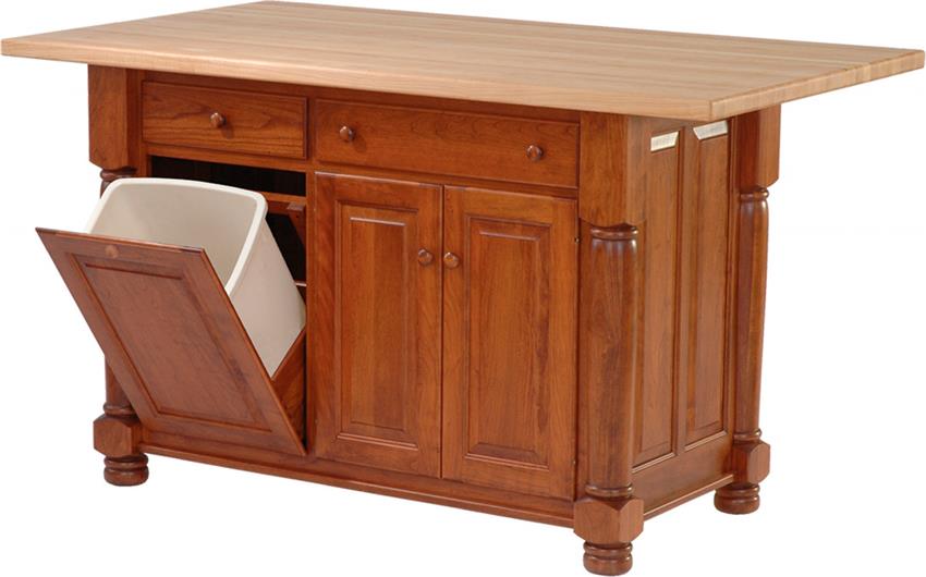 Amish Turned Leg Kitchen Island with Three Doors and Two Drawers
