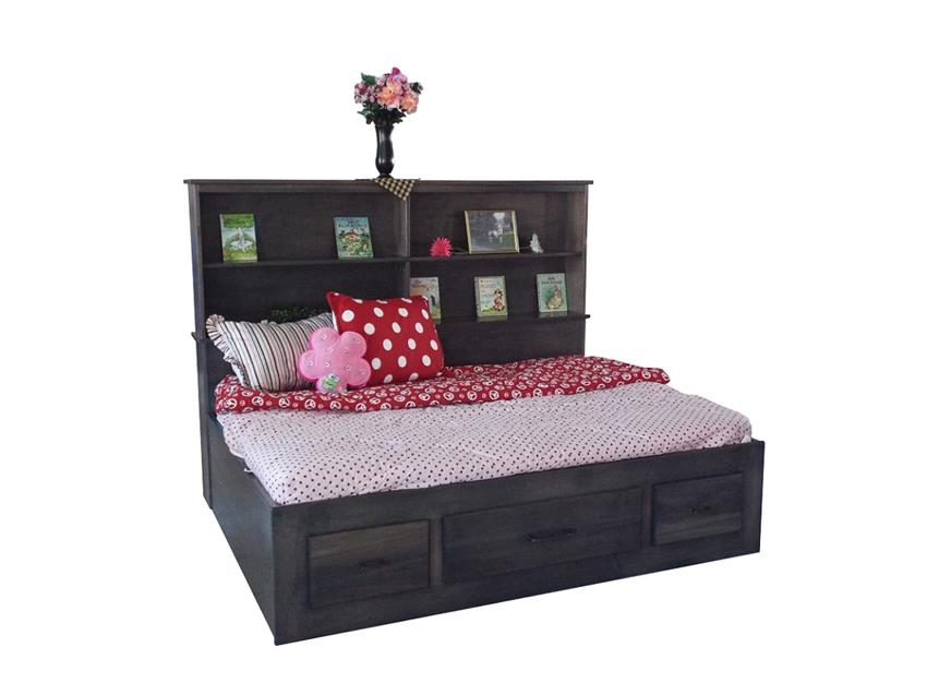 Amish Brooklyn Platform Bed with Bookshelf