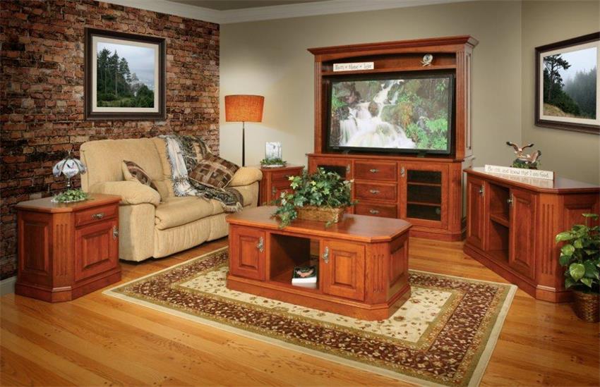Amish Artesa Two Piece Entertainment Center with Three Doors