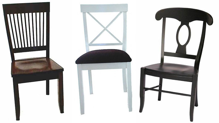 Amish Hearthside Dining Room Chair, Amish Lacroix Cross Back Dining Room Chair, and Amish French Country Chair