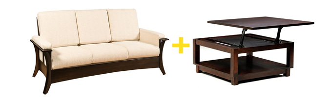 Amish Eden Sofa and Amish Urban Coffee Table