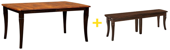 Amish Williston Leg Table and Dining Bench