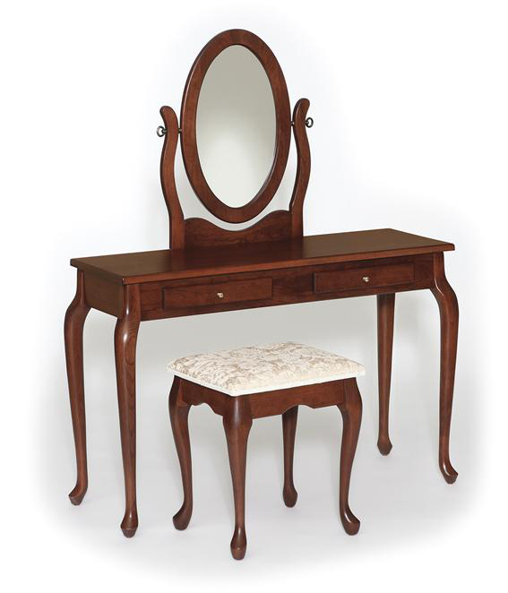Amish Traditional Queen Anne Dressing Table Vanity