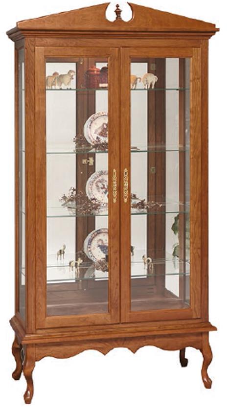 Amish Queen Anne Double Door Curio Cabinet