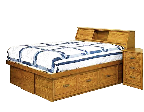 Amish Mission Bed with Bookcase Headboard