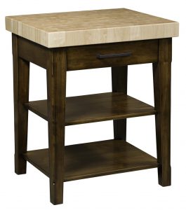 Amish Space Saving Open Shelf Standing Butcher Block Kitchen Island
