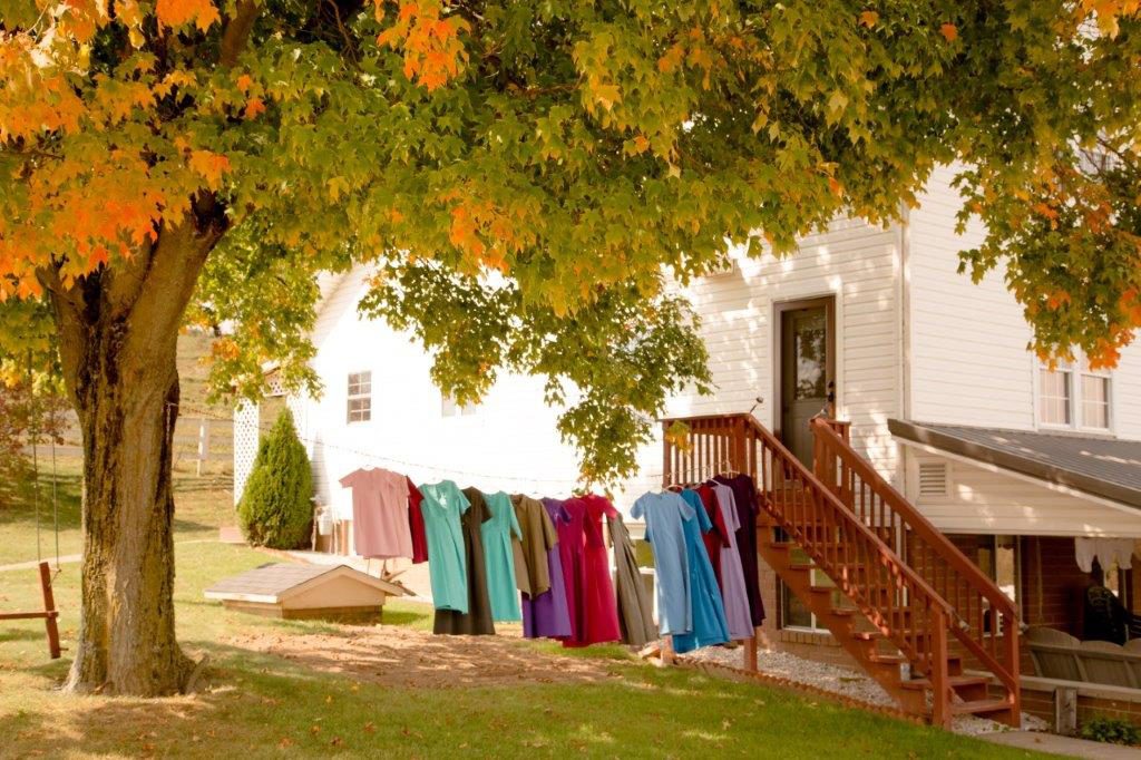 Clothing drying on a clothes line in Amish Country