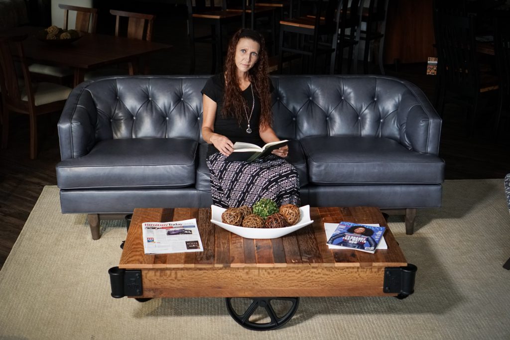 Jennifer Ferdico with our Urban Factory Cart Coffee Table