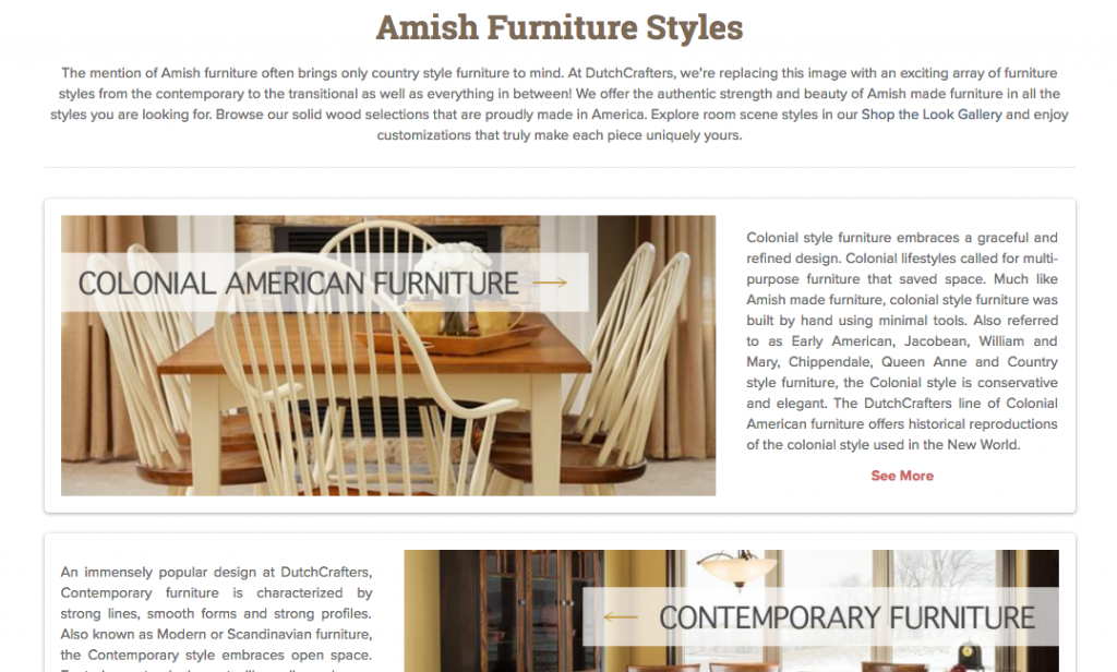 Furniture Styles Page Screenshot