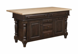 Amish Solid Wood Turned Leg 62" Kitchen Island
