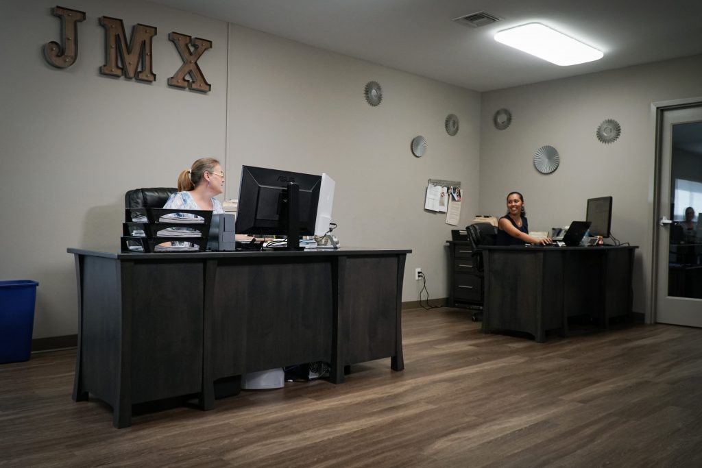 Gwen and Maribel at their shared office space at DutchCrafters headquarters in Sarasota