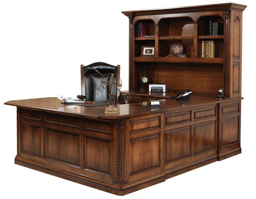 Amish Lexington U-Shaped Desk with Optional Hutch Top