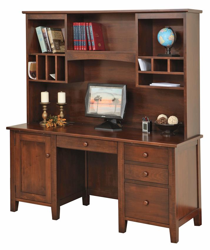 Amish Manhattan Credenza Desk with Optional Hutch Top