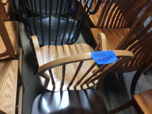 A DutchCrafters Windsor chair that's been stained, finished and dried.