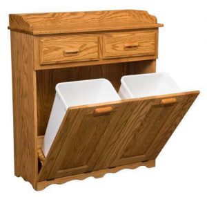 Amish Double Tiltout Large Trash Bin with Drawers