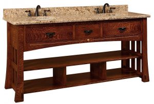 Amish 72" Marquette Mission Double Bathroom American Vanity Cabinet with Inlays