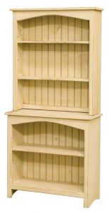 Amish Primitive Pine Bookcase with Hutch