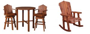 Amish Cedar Wood Bistro Bar Set and Amish Cedar Adirondack Rocker