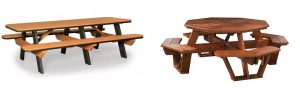 Poly Picnic Parkside Table and Amish Cedar Wood Octagon Picnic Table