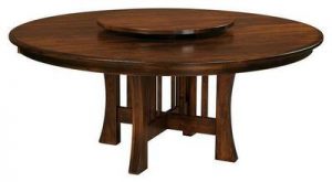 Amish Arts and Crafts X Base Dining Table with Optional Lazy Susan.