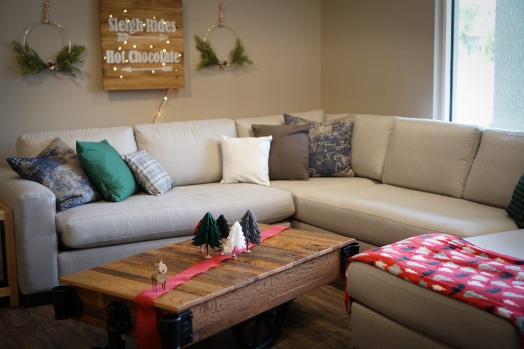 Living Room with Christmas Decorations